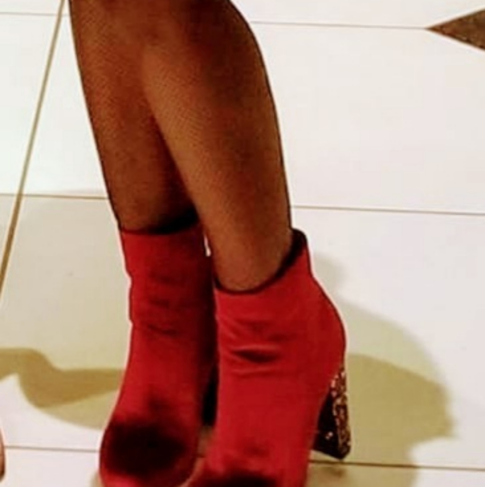 Red Velvet Ankle Boots